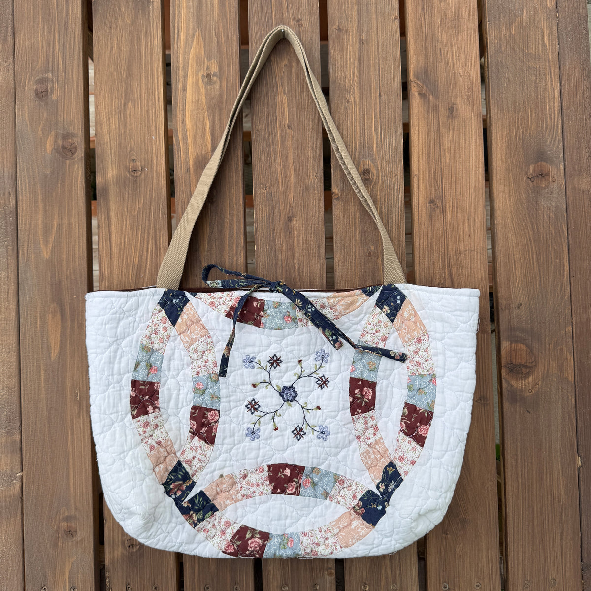 Double Ring - Upcycled Quilted Tote Bag