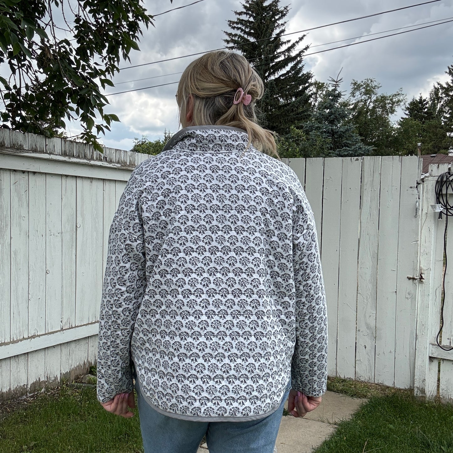 Monchrome Block Print Jacket - Size Medium