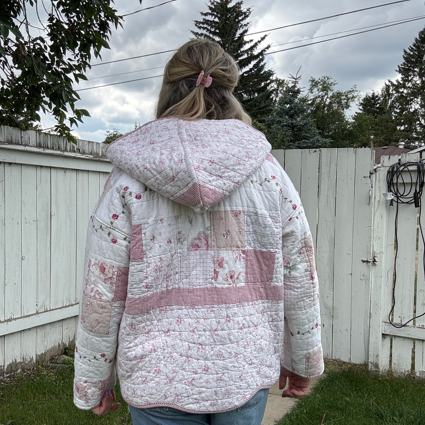 Rose Patchwork Hooded Jacket - Size X-Large
