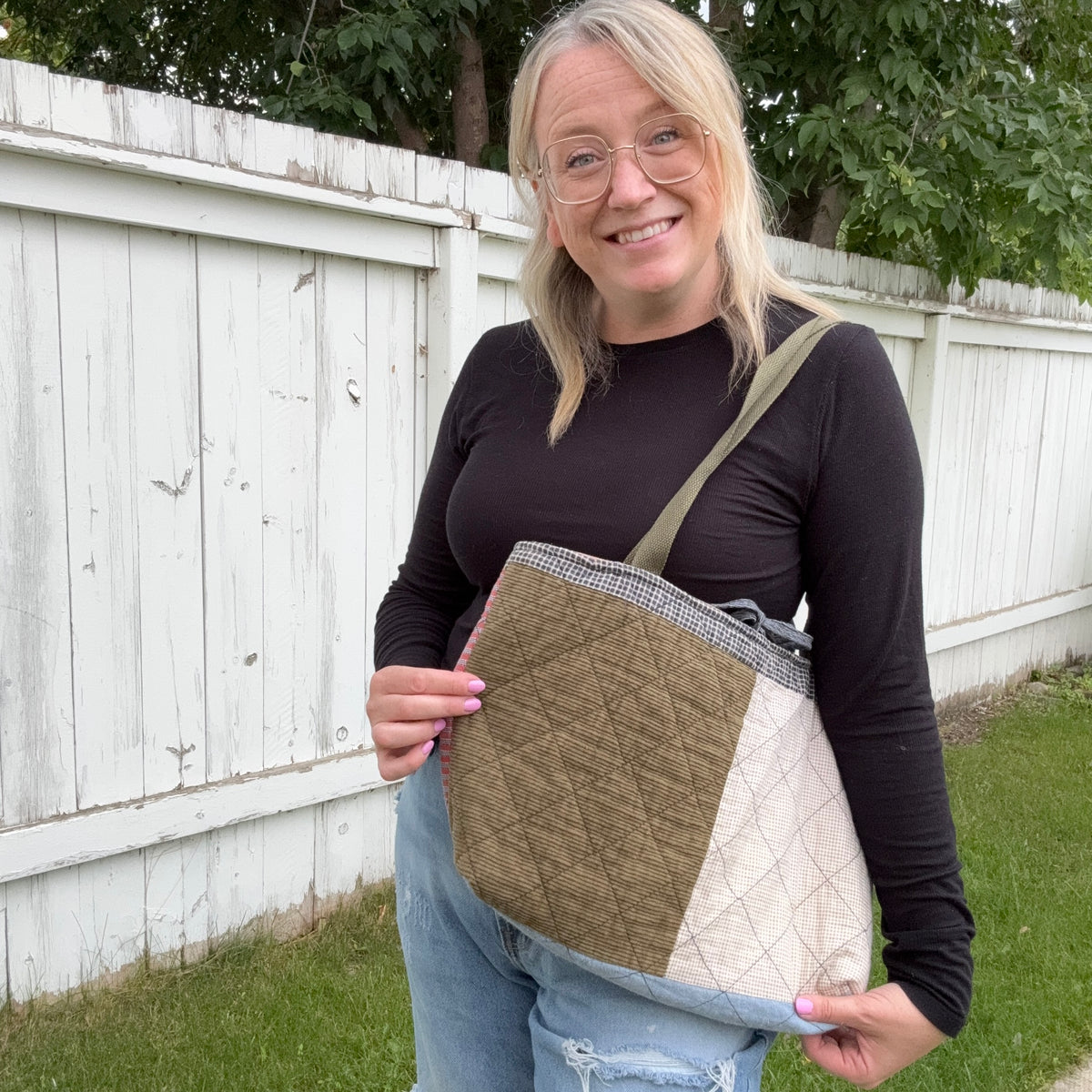 Corduroy Colorblock- Upcycled Quilted Tote Bag
