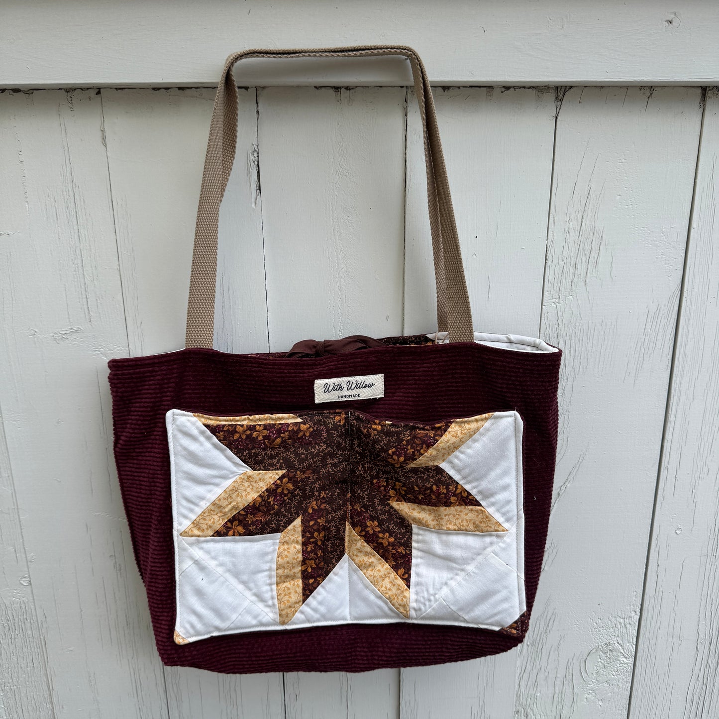 The Autumn Star Tote – Upcycled Reversible Quilted Tote Bag