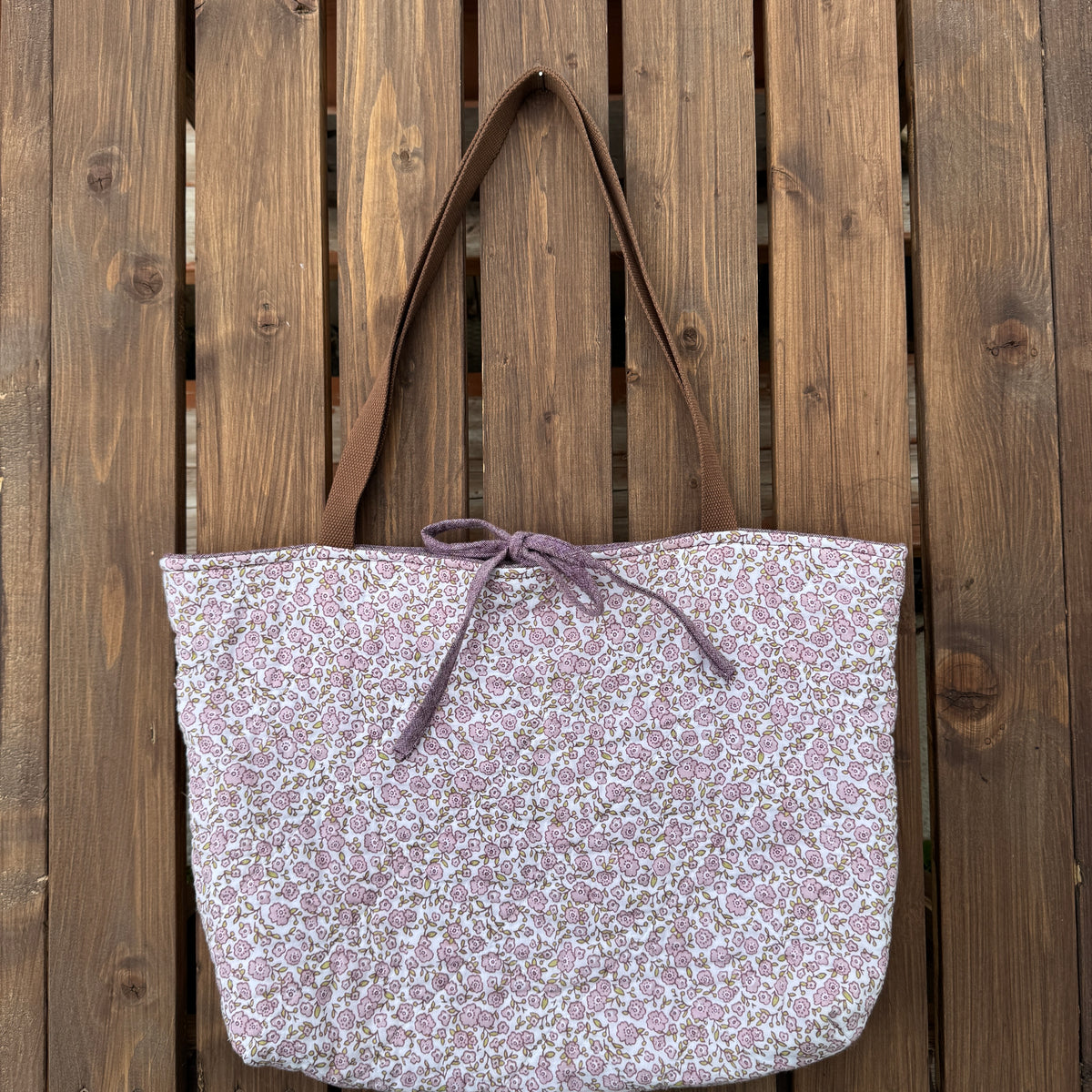 Lavender Floral - Upcycled Quilted Tote Bag