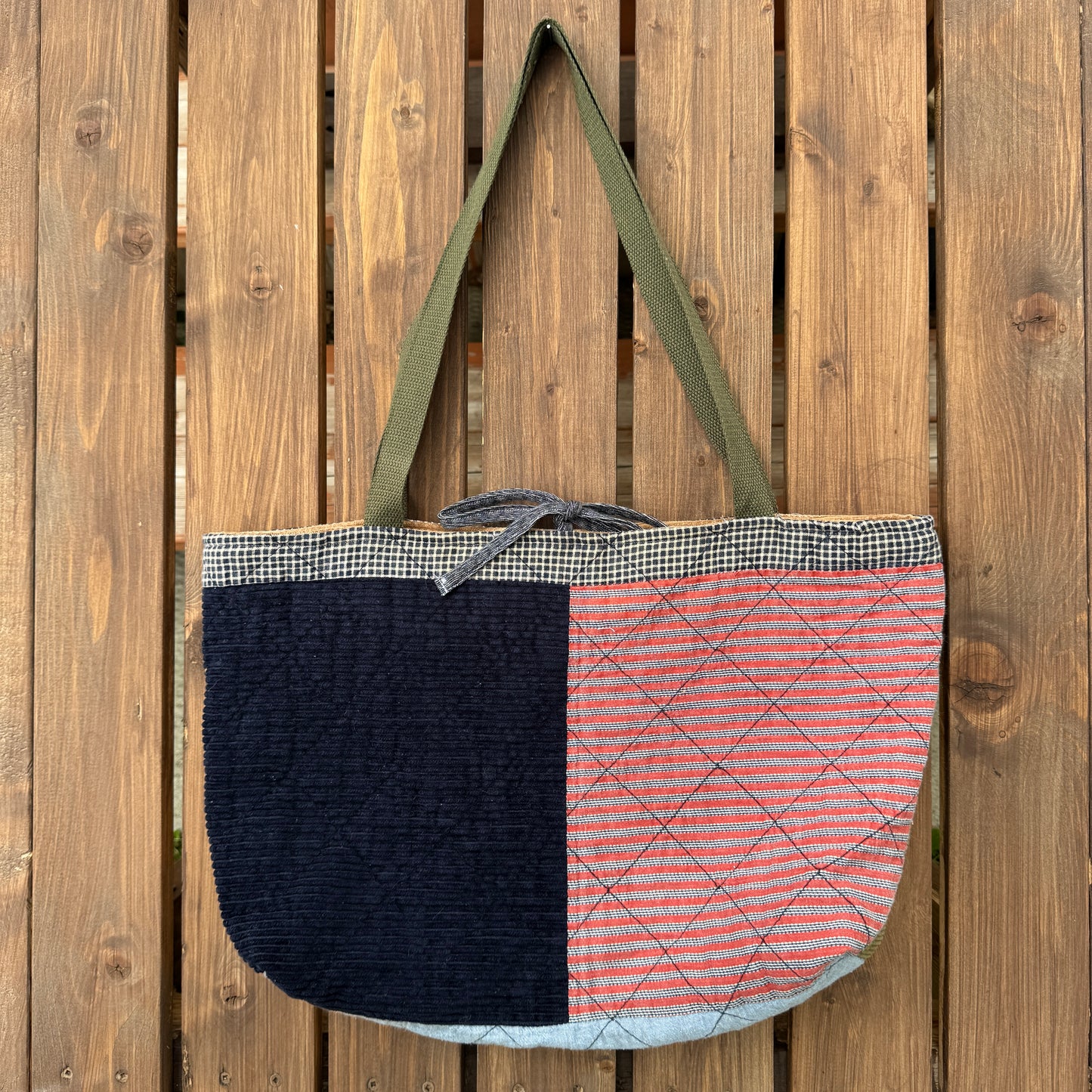 Corduroy Colorblock- Upcycled Quilted Tote Bag
