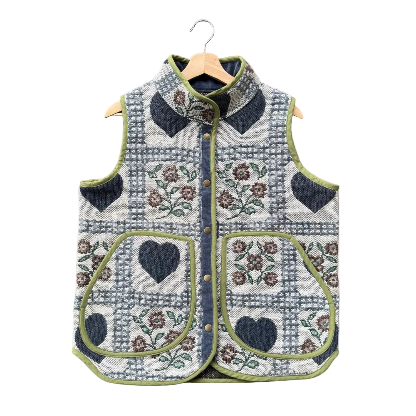 Folk Heart Tapestry Vest - Size Small