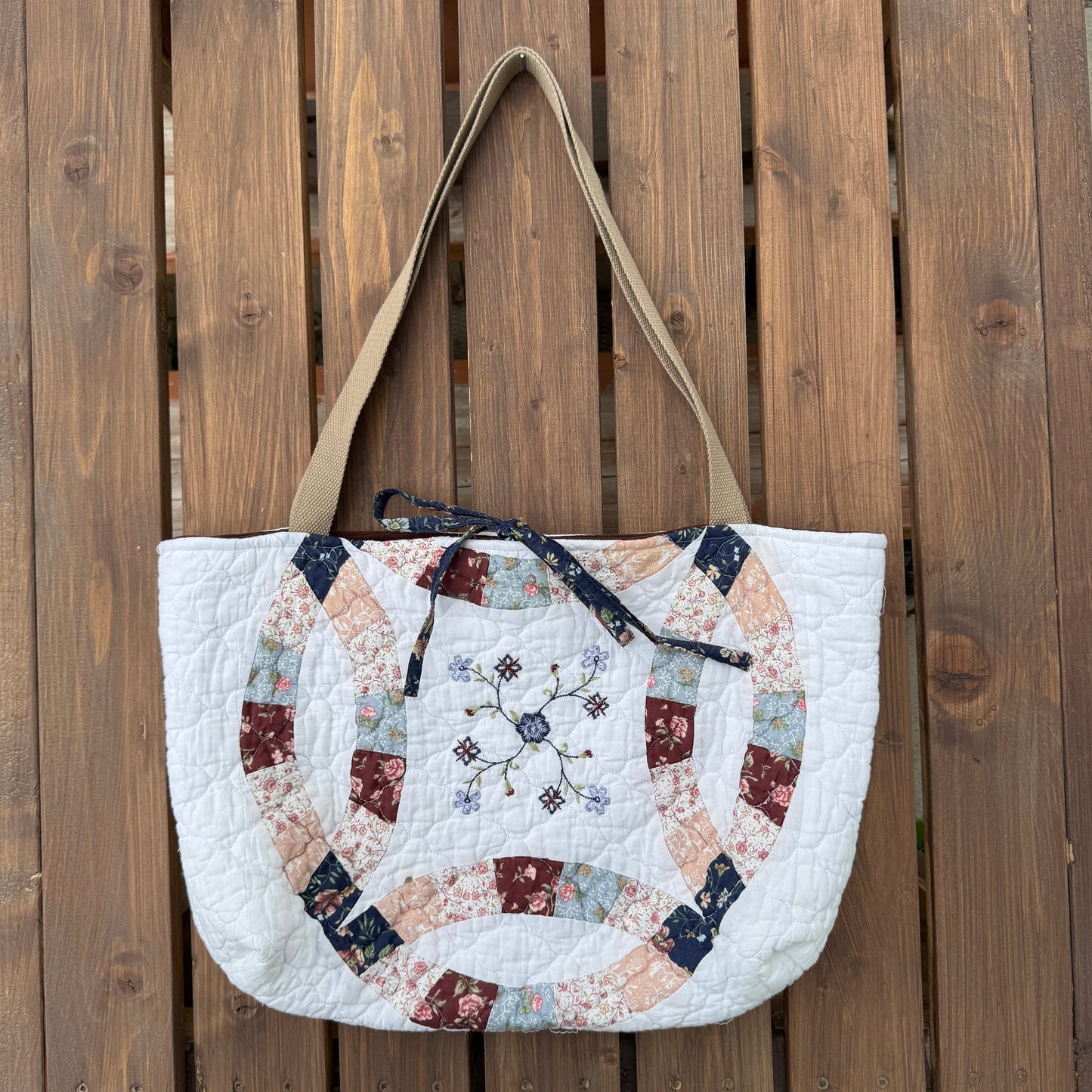 Double Ring - Upcycled Quilted Tote Bag