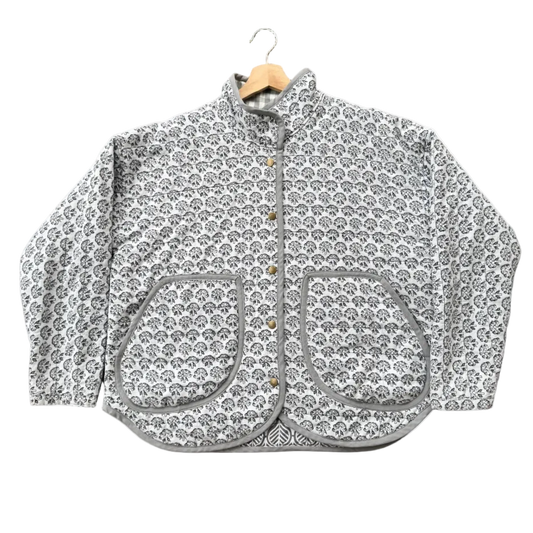 Monchrome Block Print Jacket - Size Medium