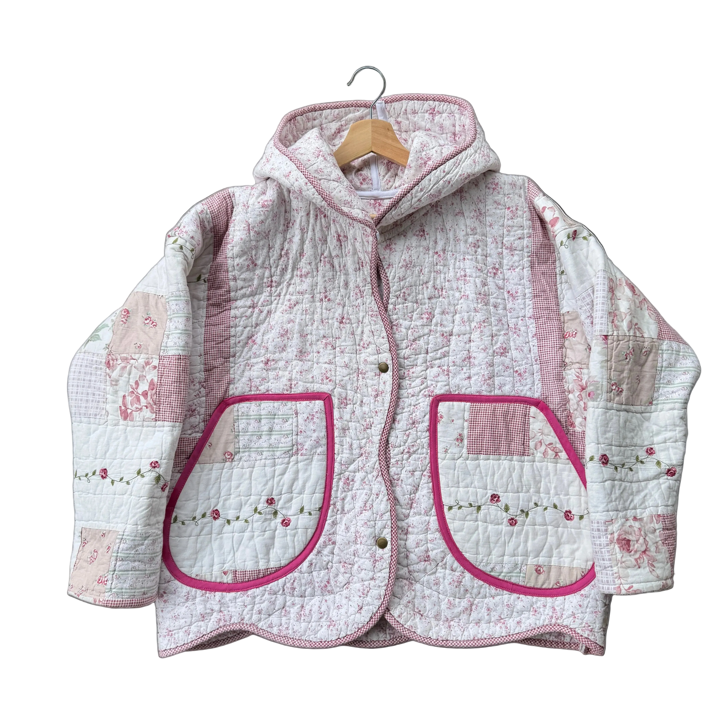 Rose Patchwork Hooded Jacket - Size X-Large