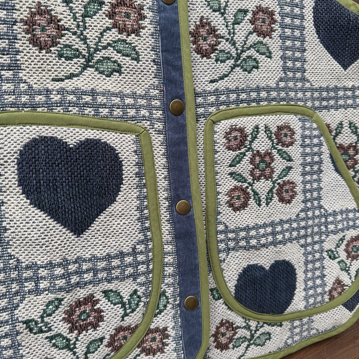 Folk Heart Tapestry Vest - Size Small