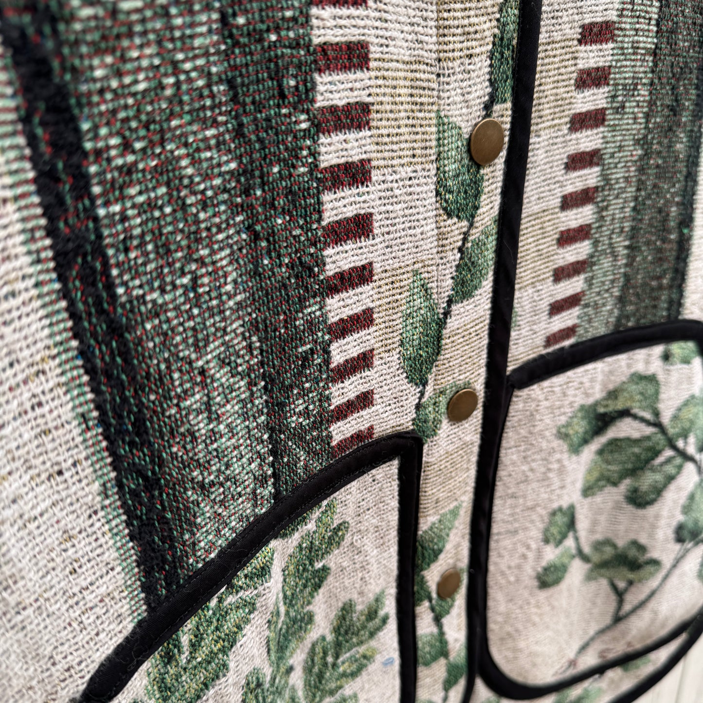 Botanical Fern Tapestry Vest - Size Small