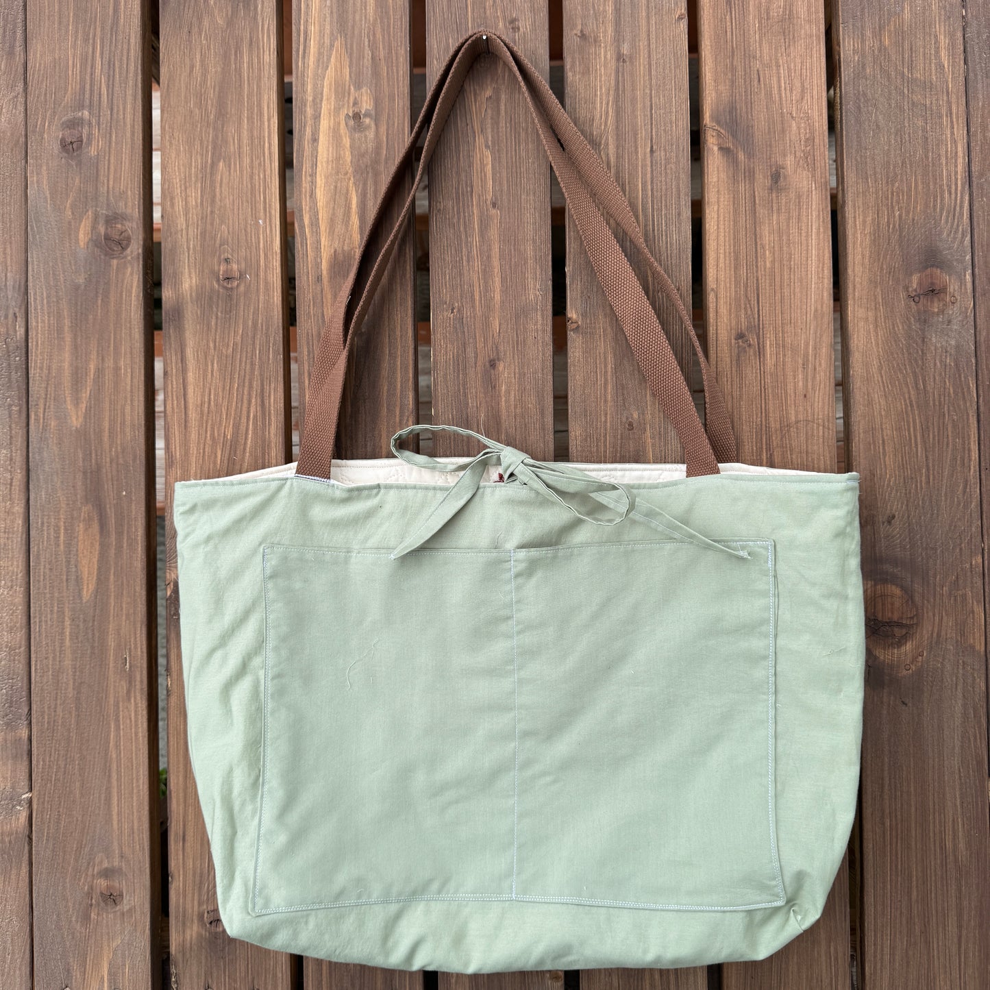 Burgundy and Sage Floral - Upcycled Quilted Tote Bag