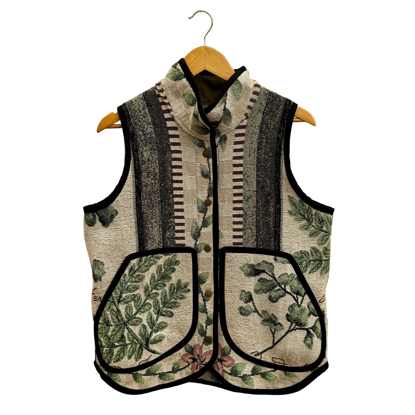 Botanical Fern Tapestry Vest - Size Small