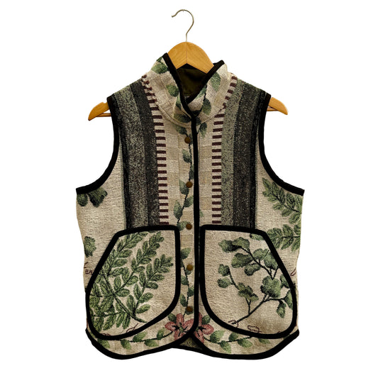 Botanical Fern Tapestry Vest - Size Small