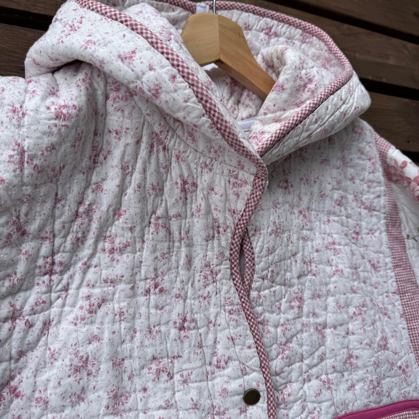 Rose Patchwork Hooded Jacket - Size X-Large
