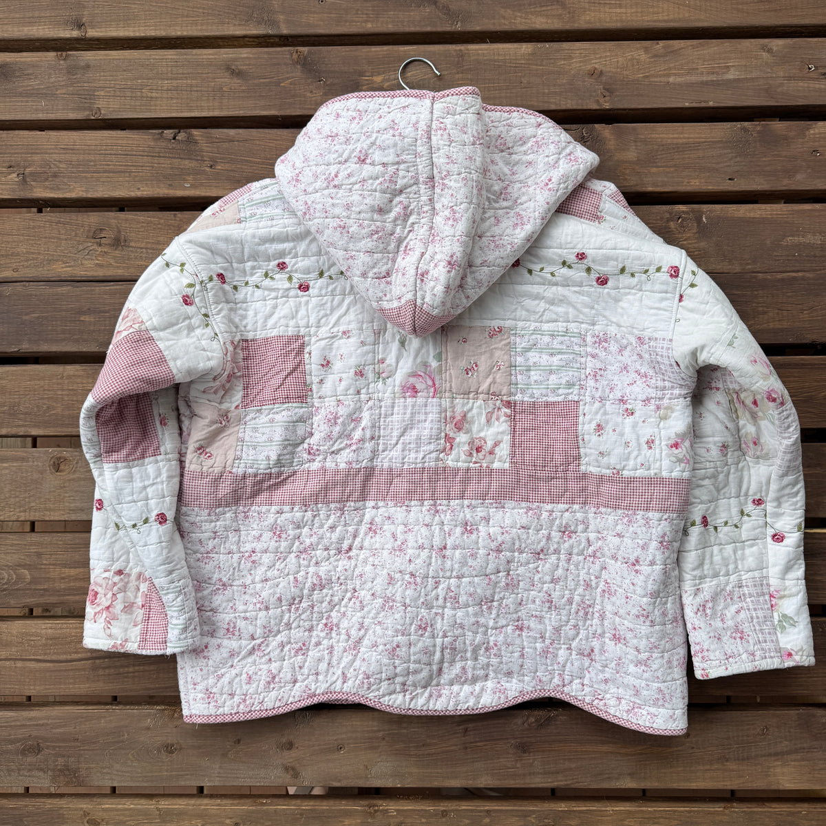 Rose Patchwork Hooded Jacket - Size X-Large