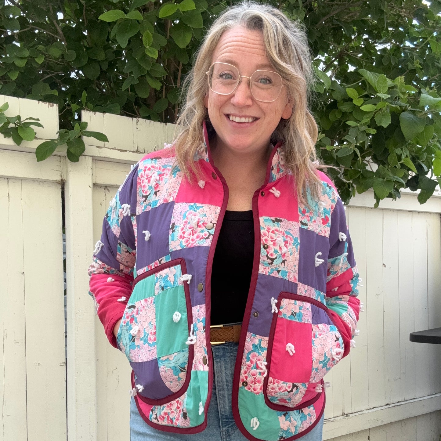 Blossom Tied Patchwork Jacket - Size  Small