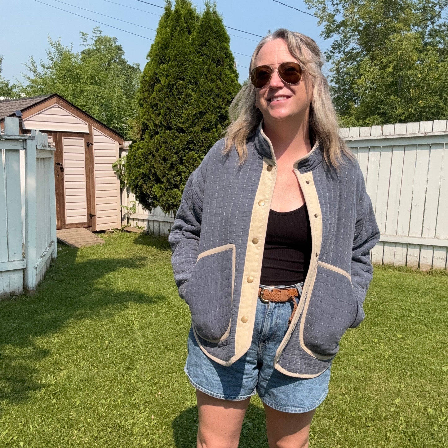Indigo Stitch Jacket - Size Large