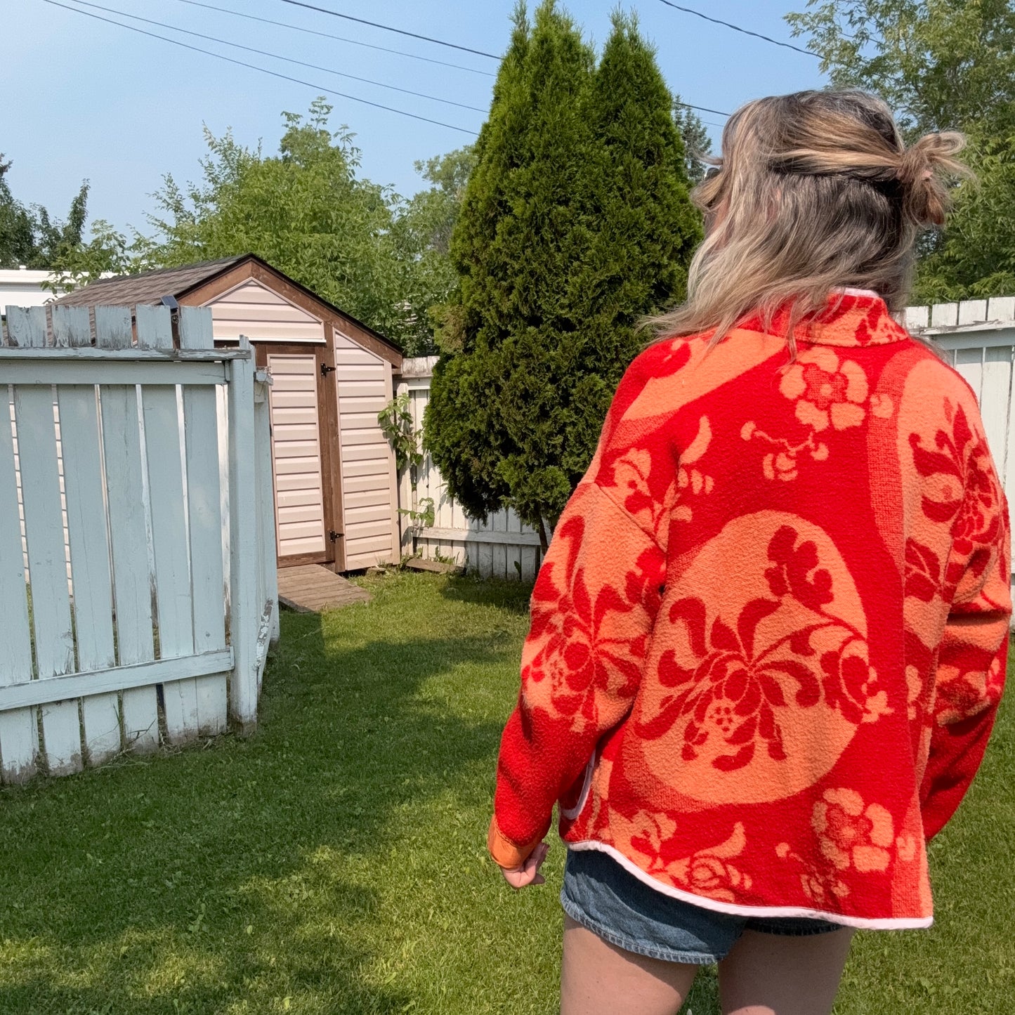 Retro Sunset Blanket Jacket - Size Large