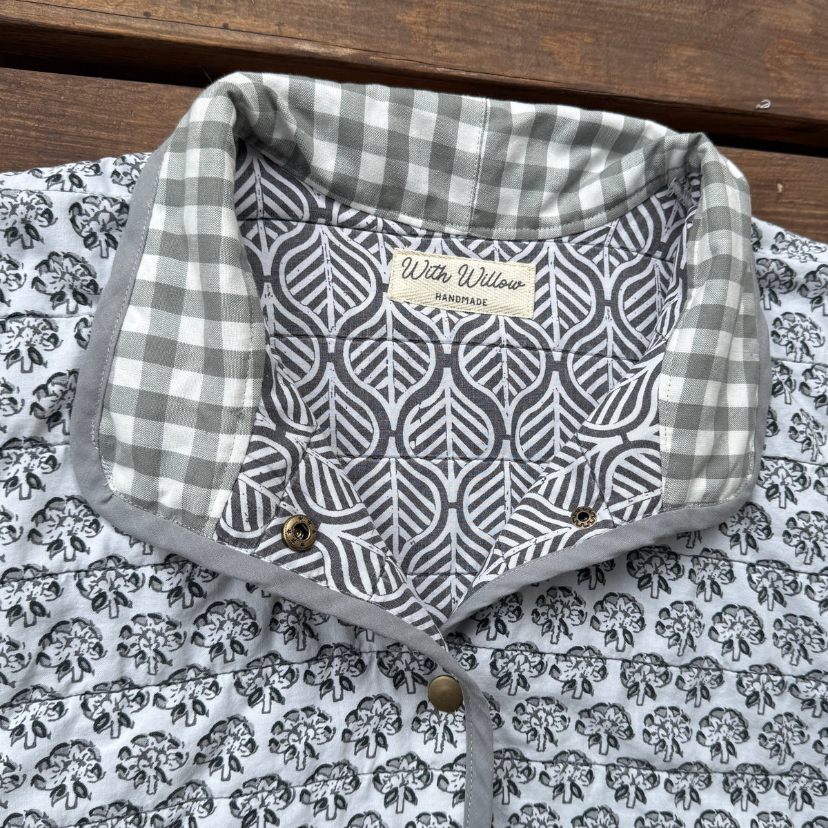 Monchrome Block Print Jacket - Size Medium