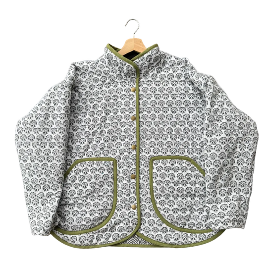 Monochrome Block Print Jacket - Size X-Large