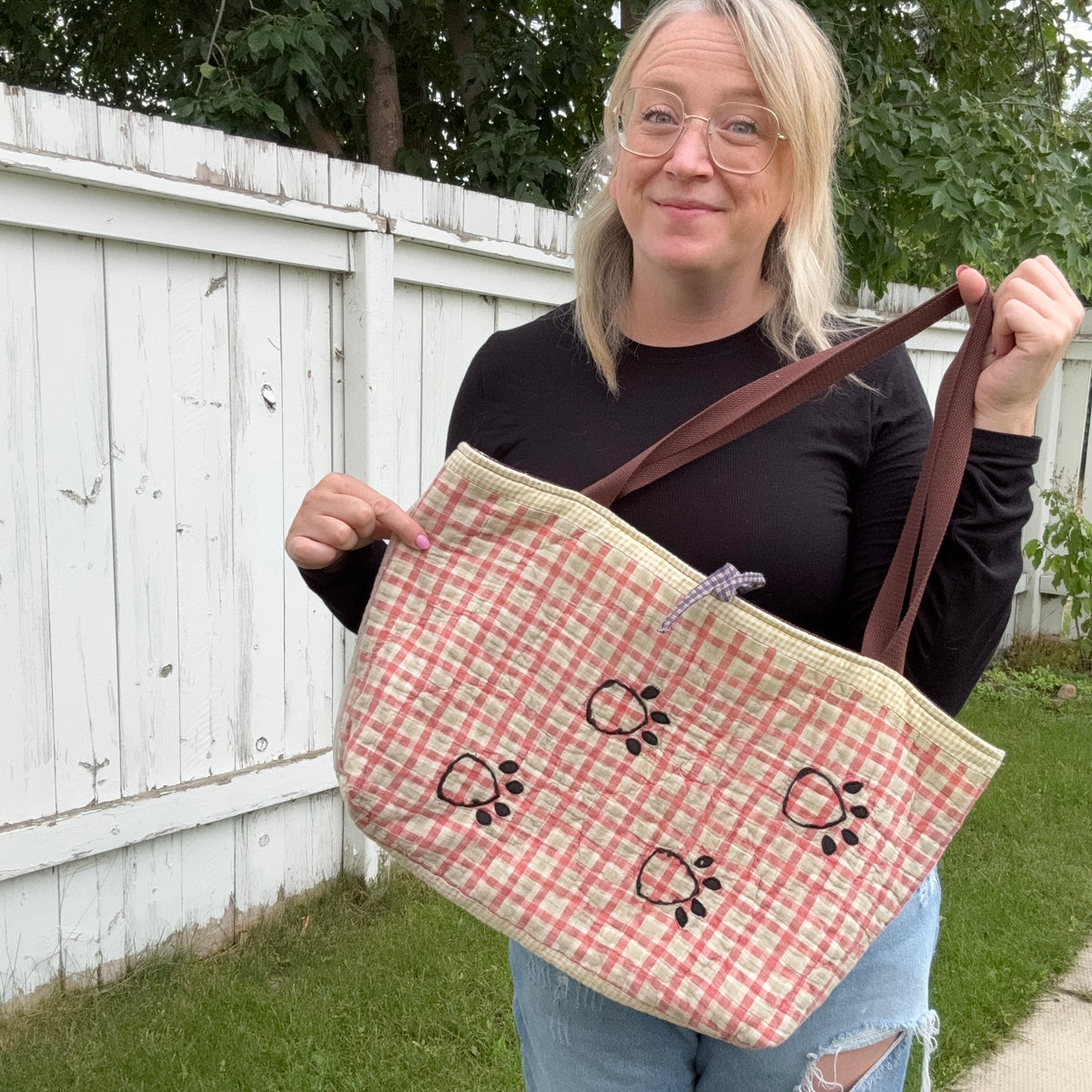 Dalmatian Pawprint - Upcycled Quilted Tote Bag