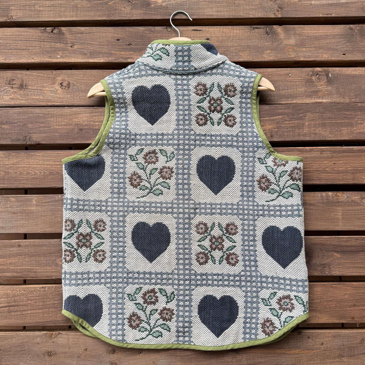 Folk Heart Tapestry Vest - Size Small