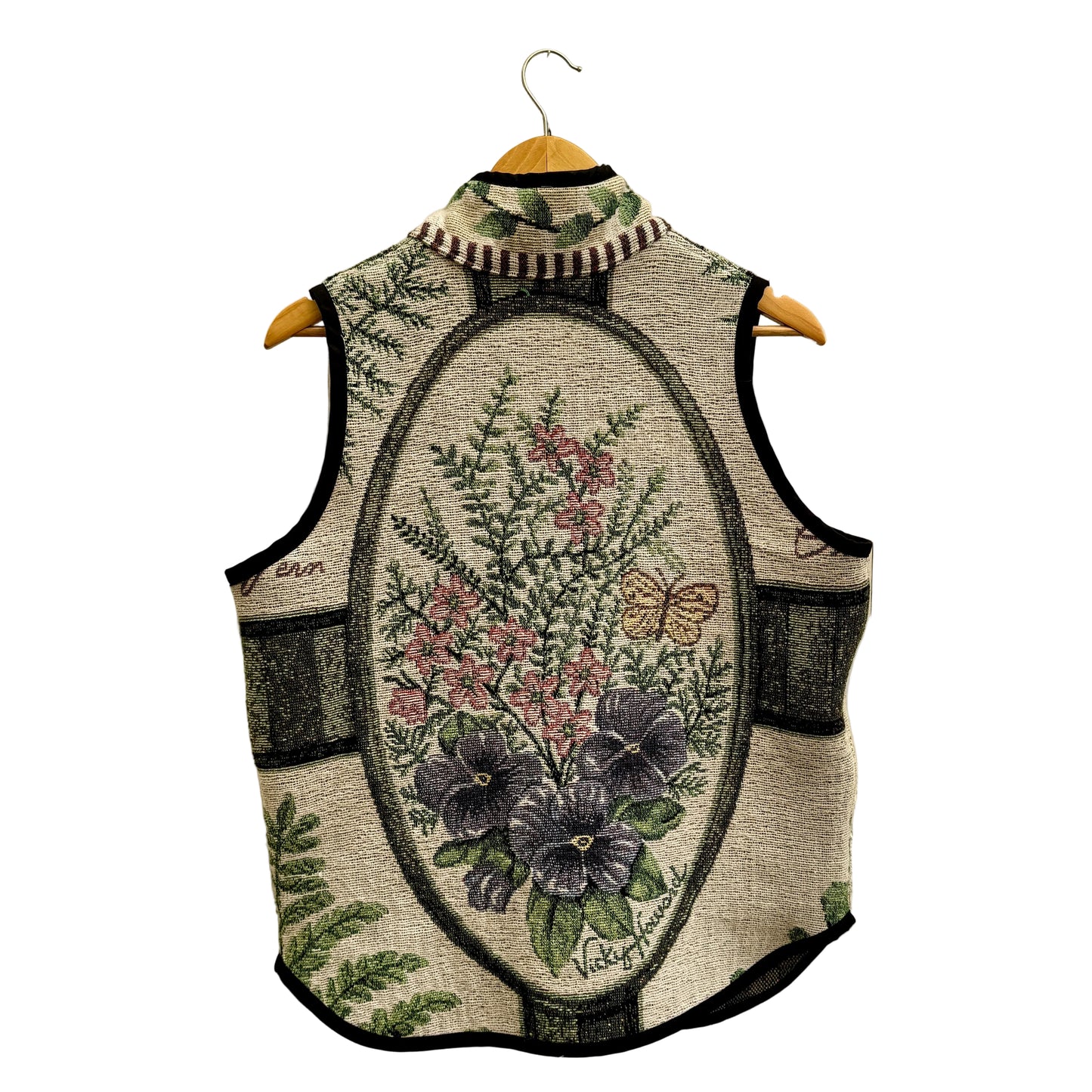 Botanical Fern Tapestry Vest - Size Small