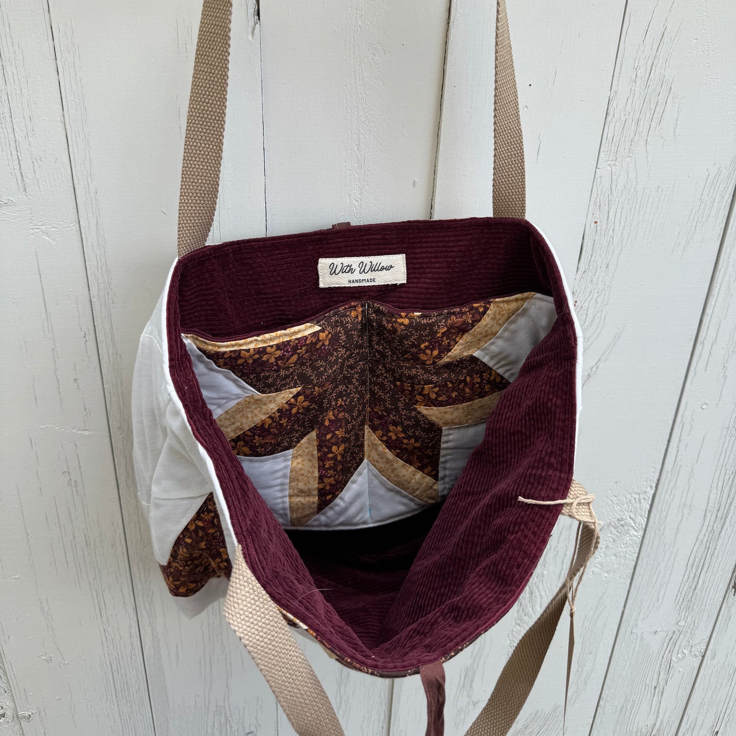 The Autumn Star Tote – Upcycled Reversible Quilted Tote Bag