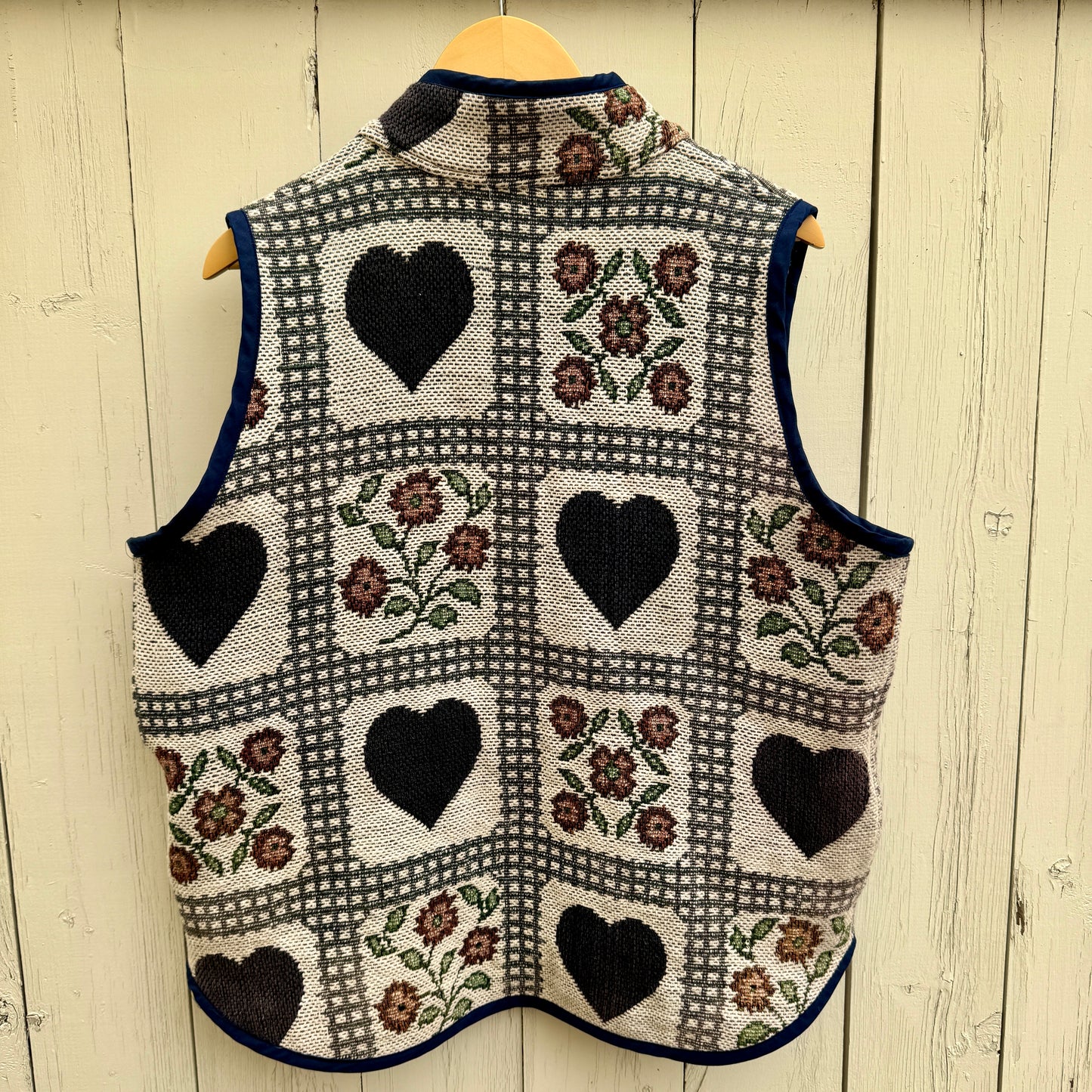 Hearts and Floral Tapestry Vest - Size Large