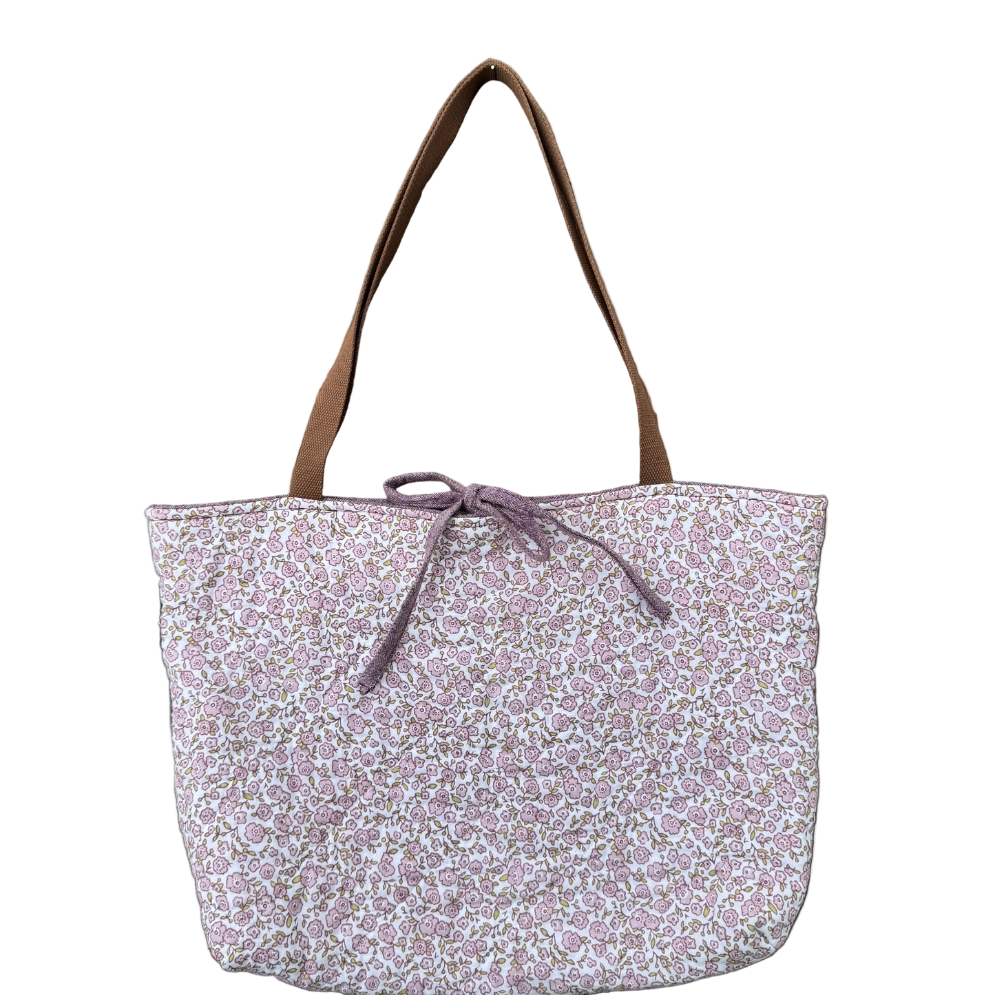 Lavender Floral - Upcycled Quilted Tote Bag