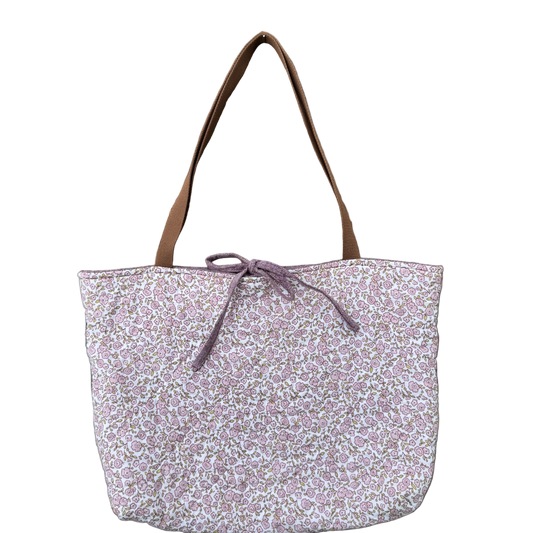 Lavender Floral - Upcycled Quilted Tote Bag