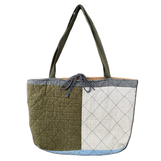 Corduroy Colorblock- Upcycled Quilted Tote Bag