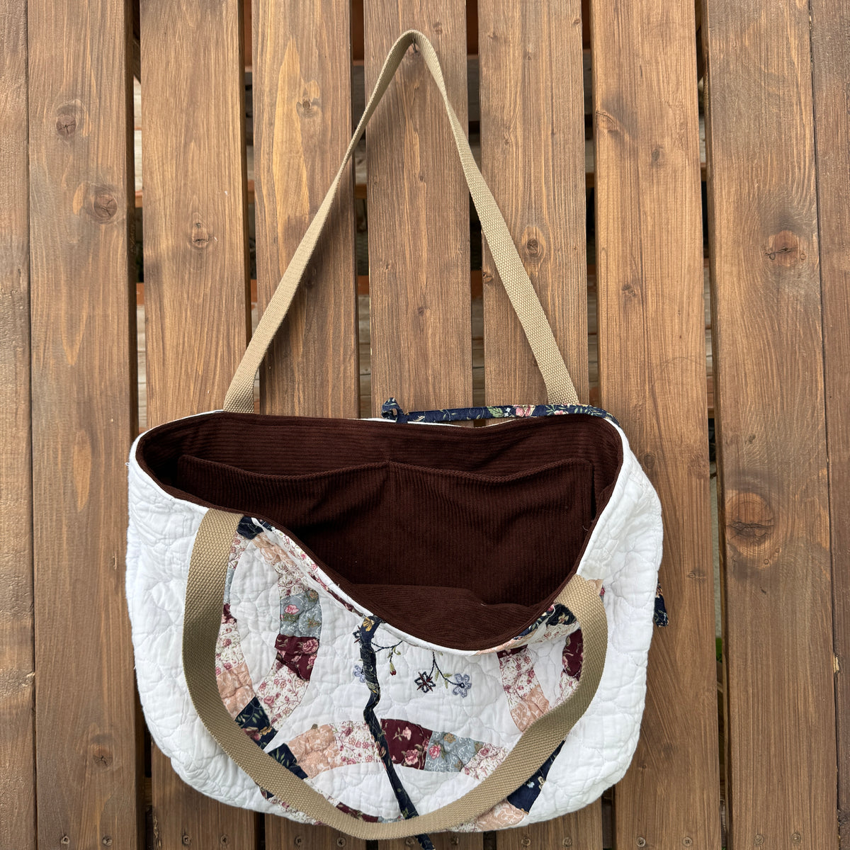 Double Ring - Upcycled Quilted Tote Bag