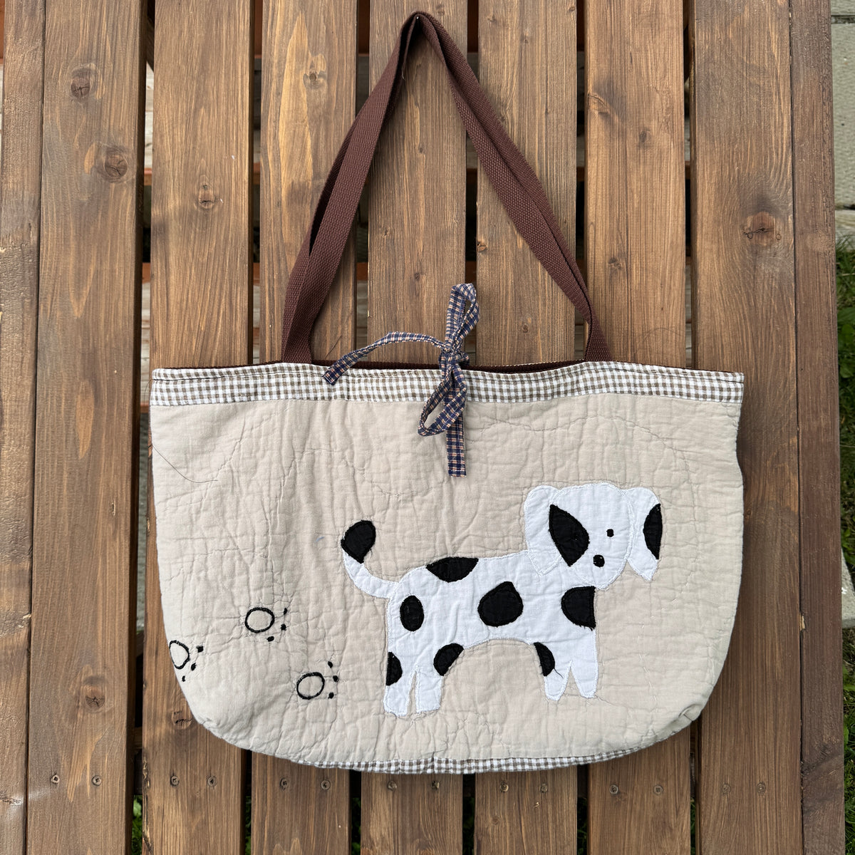 Dalmatian Pawprint - Upcycled Quilted Tote Bag