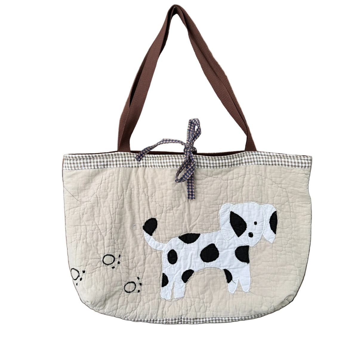 Dalmatian Pawprint - Upcycled Quilted Tote Bag