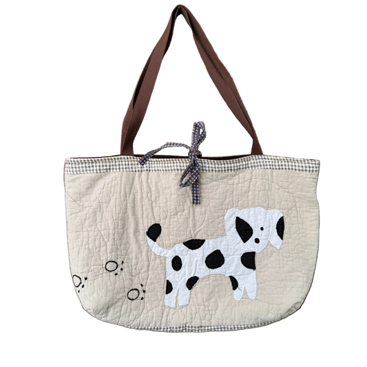 Dalmatian Pawprint - Upcycled Quilted Tote Bag