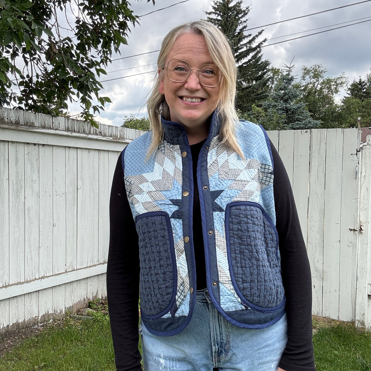 Indigo Starburst Vest - Size Medium