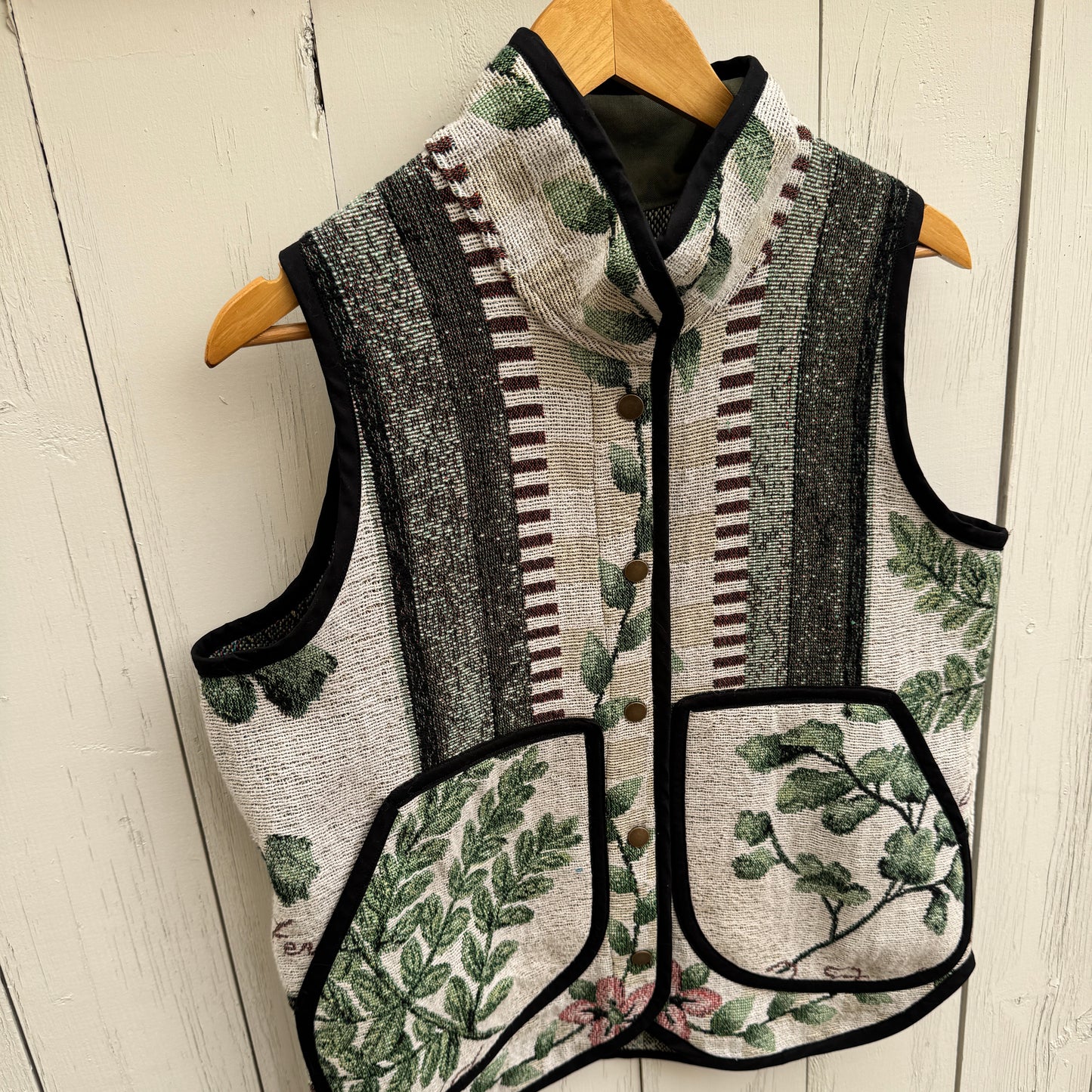 Botanical Fern Tapestry Vest - Size Small