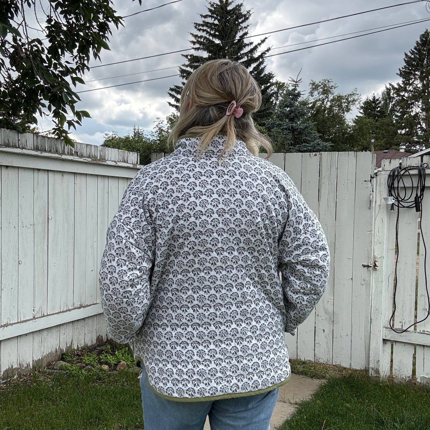 Monochrome Block Print Jacket - Size X-Large