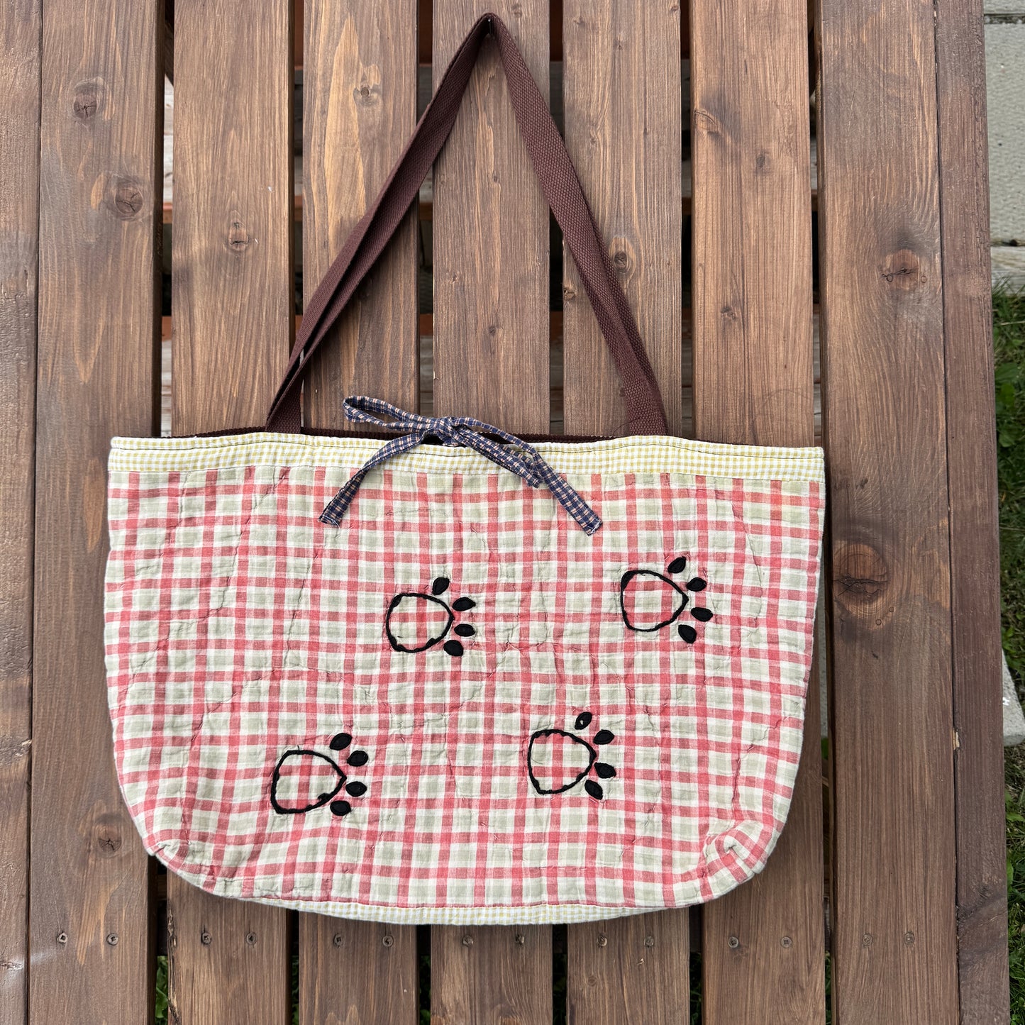 Dalmatian Pawprint - Upcycled Quilted Tote Bag
