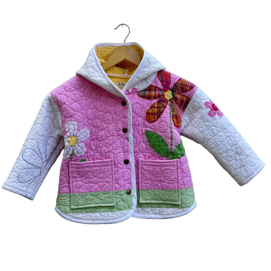 Pink Daisy Kids Quilt Jacket - Size 4